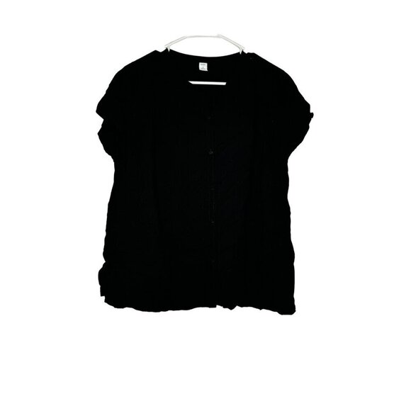 Old Navy Short Sleeve Blouse Black Medium - Picture 1 of 4